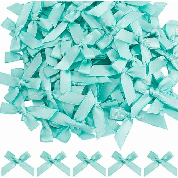 200Pcs 1.57 Inch Blue Ribbon Bows Mini Satin Ribbon Bows Cute Coquette Bowknot Decor Twist Hair Tie Accessories for Christmas Wedding Gift Wrapping Scrapbooking Embellishments DIY Crafts for DIY
