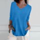 thumbnail image 2 of Jersey de punto holgado de manga 3/4 y cuello en V para mujer, ideal para la primavera. Color liso. Tallas: M-XXL., 2 of 5