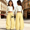 thumbnail image 2 of SJLDQY Sweatpants for Girls Trendy Letter Graphic Casual Wide Leg Pants Drawstring Waist Pants with Pockets, 2 of 5