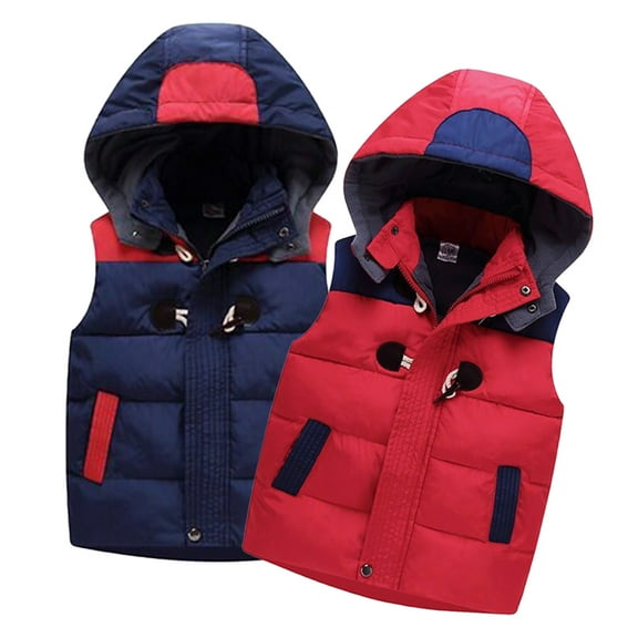 Esaierr Kids Boys Girls Puffer Cotton Vest for Toddler Winter Hooded Padded Waistcoat Hoodie Baby Unisex down Cotton Coats Sleeveless Jacket 2-10Y