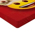 thumbnail image 2 of Ambesonne Emoji Fitted Sheet, Laughing Face with Rabbit Hat, King Size, Vermilion Mustard and Sepia, 2 of 3