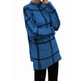 thumbnail image 3 of Checkered Knit Sweater for Women Fall Winter Casual Mock Neck Pullover Striped Sweaters Color Block Tops Royal Blue S, 3 of 9