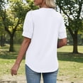 thumbnail image 6 of Xijirk Women's V-Neck Short Sleeve Blouse Puffed Sleeve T-Shirt with Button Casual Top for Everyday Wear,XL, 6 of 7