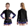 thumbnail image 6 of Nyeemya Kids Girls 2 Pieces Tennis Golf Dress Set Figure Ice Skating Dance Suit Rhinestone Black 6, 6 of 7