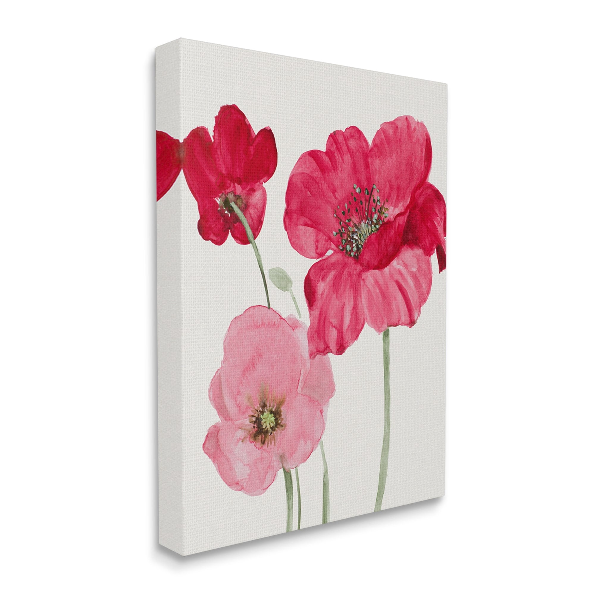 Stupell Romantic Red Poppies Trio Botanical & Floral Painting Gallery Wrapped Canvas Print Wall Art