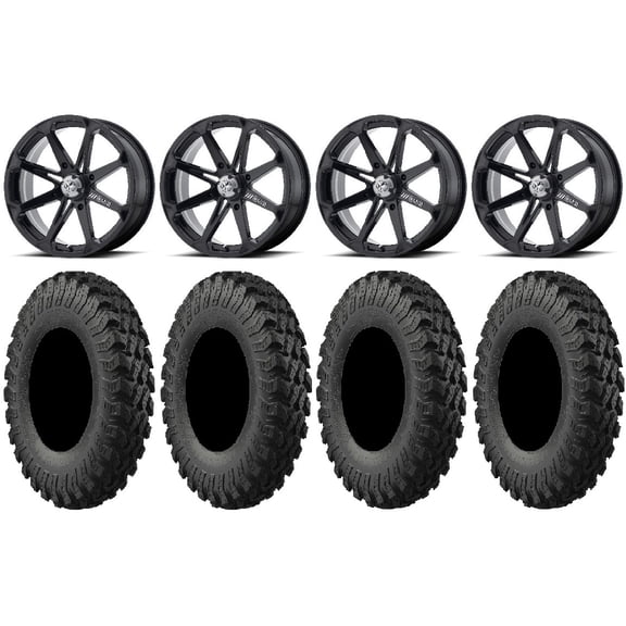 MSA Black Diesel 18" ATV Wheels 37" MotoRally Tires Can-Am Commander Maverick Renegade Outlander Defender