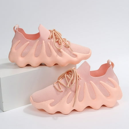 

Women‘s Lightweight Knit Sneakers Breathable Solid Color Low Top Lace Up Casual Shoes Women‘s Running Shoes