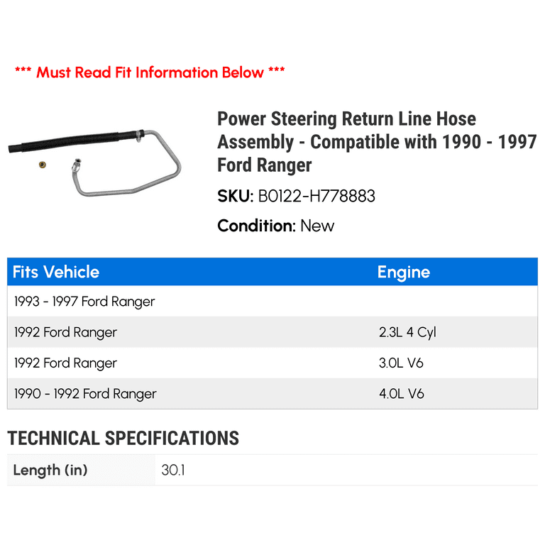 Sunsong 3403640 Power Steering Return Line Hose Assembly