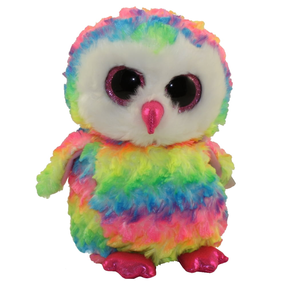Glitter Eyes *New Bright Colors* TY Beanie Boos Key Clip OWEN the Owl 