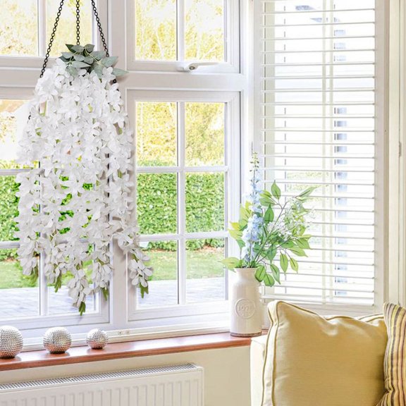Clearance Under $5 Boovnll Hanging Flowers, Artificial Hanging Plants, Lifelike Flowers, No Fade, UV Resistant, Artificial Flowers for Indoor/ Outdoor Wedding, Party, DIY Tables Decor, Fake Flowers