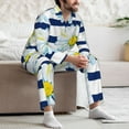 thumbnail image 7 of Naloa Daisy Striped Nautical Men’s Pajamas Set - Long Sleeve Button Down Sleep Shirt and Pajama Bottoms Sleepwear Set-XX-Large, 7 of 7