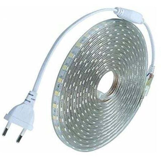Complete LED strip kit 5 meters 220V silicone waterproof IP68 cold white 6000°K SMD5050 60led/m - no transformer required Width 8mm