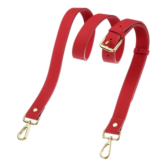 1" Genuine Leather Purse Strap for Bag (Bright Red, Gold Buckle)