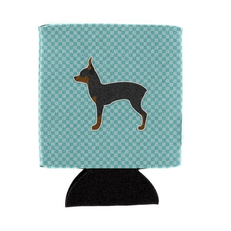 

Carolines Treasures BB3687CC Toy Fox Terrier Checkerboard Blue Can or Bottle Hugger Can Hugger multicolor