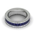 thumbnail image 4 of HeartsAndYou 3ct Natural Sapphire & Diamond Three Row Half Eternity Band 14k SOLID White Gold, 4 of 9