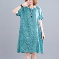 thumbnail image 2 of Vestido Irfora Vestido suelto de mujer Vestido bohemio con estampado floral con bolsillos Manga corta Cuello redondo Vestido de vacaciones informal de verano Verde XL Irfora Vestido, 2 of 5