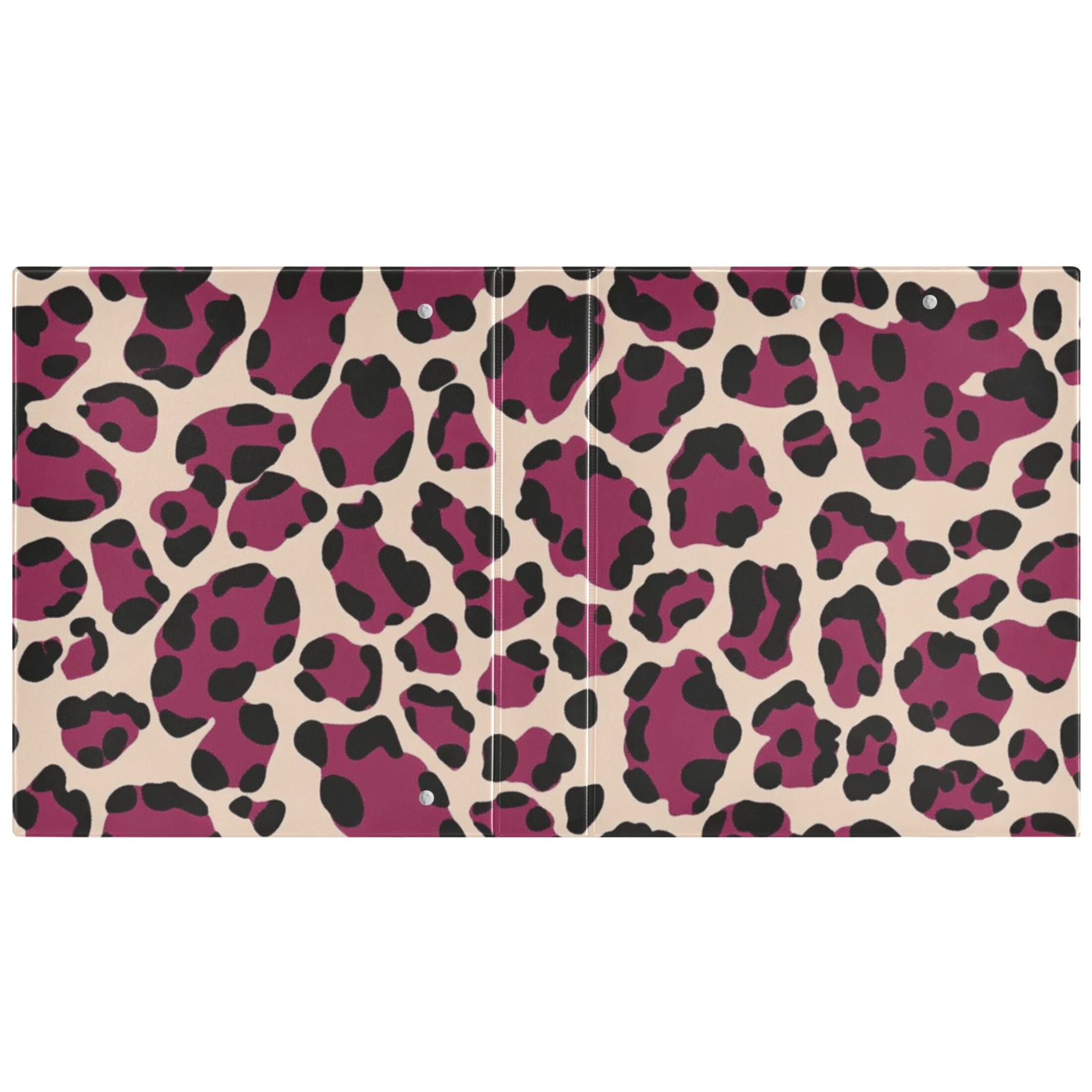 Leopard Print Pink 3 Ring Binders 1.5 inch Hardcover File Folders with Interior Pockets A4 Size Organizer for School Office Hospital