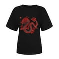 thumbnail image 5 of LYXSSBYX Tshirts Shirts for Women New Year Dragon Printed Short Sleeved Casual Loose Top Short Sleeved Round Neck Top/shirt, 5 of 6