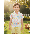 thumbnail image 6 of Caoirhny Toddler Baby Boys Easter Outfits Easter Egg Bunny Pattern Button Down Short Sleeve Shirt with Shorts 2 Pcs Set, 6 of 9
