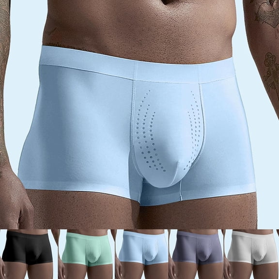 Bixock Boxers for Men,Men's Underwear Ice Silk Seamless Solid Color Breathable Soft Summer Thin Briefs