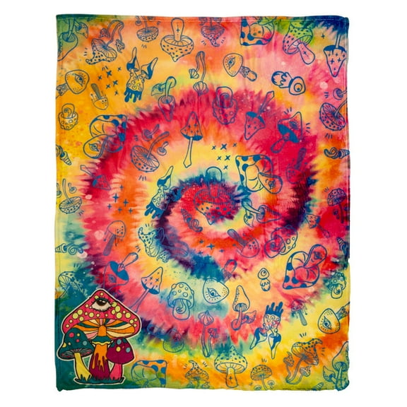 Mushroom Tie-Dye Soft Plush 50x60in Blanket