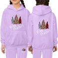 thumbnail image 2 of Bainana Girls Christmas Outfit Set Long Sleeve Santa Tree Print Hoodie Pants 2 Pieces Matching Set Kids Cute Daily Wear, 2 of 4