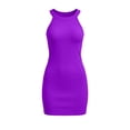 thumbnail image 3 of Womens Halter Neck Bodycon Dress Sleeveless Slim-Fit Club Cocktail Party Summer Going Out Dress Purple, L, 3 of 5