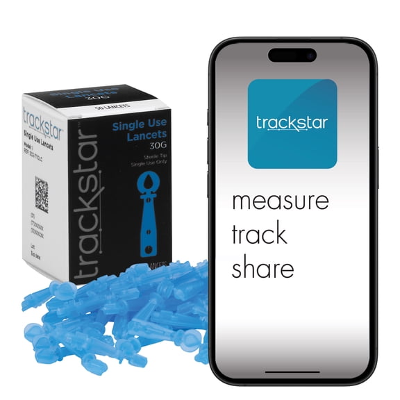 trackstar Blood Glucose Lancets | 30G | 50-Count | Measure, Track, and Share Results