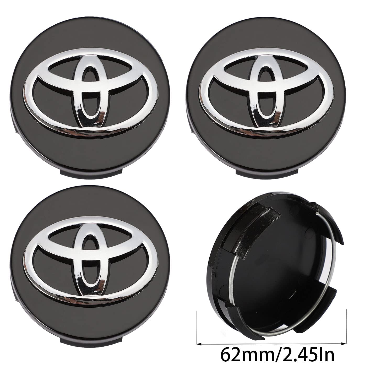 4 Pack Silver 62mm/ 2.44 inch fit Toyota Wheel Center Hub Caps,Hubcaps Logo Covers for Toyota S-62LGG-Toyota-1 