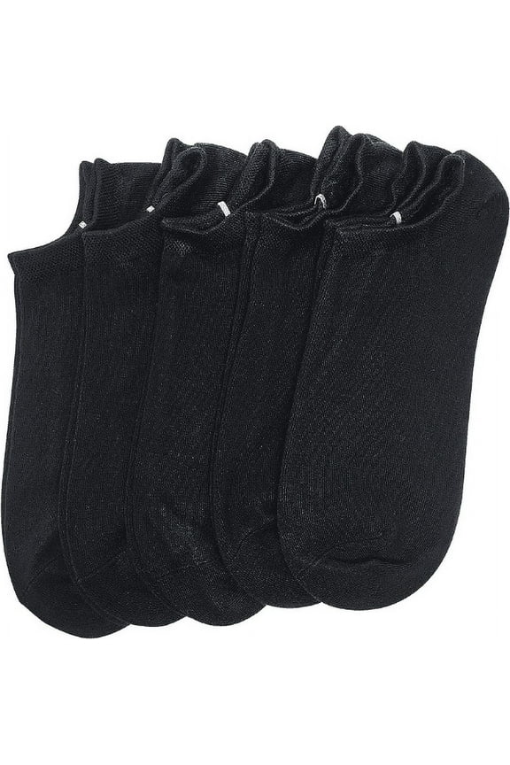 Women Bamboo Athletic Thin No Show Socks 5 Pair (Black, Large)