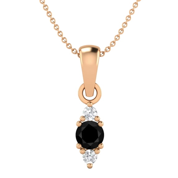 4 MM Round Natural Black Spinel 925 Silver Rose Vermeil Classic Delicate Women Valentines Day Gifts Necklace