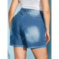 thumbnail image 4 of Pantalones cortos de mezclilla de dobladillo de dobladillo más doblado Rosegal Pantalones cortos de talla grande, 4 of 5