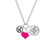 thumbnail image 2 of Delight Jewelry Silvertone Beaded Peace Sign - Hot Pink Heart Nurse Strong Zoe Necklace, 2 of 4