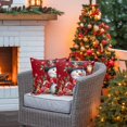 thumbnail image 4 of Outdoor Waterproof Pillow Covers Cute Snowman Retro Red Poinsettia Throw Cushion Case，Winter Snowflake Bird Pillowcase for Bed,Sofa,Couch, Patio Furniture, 18x18 in, 2Pack Decorative Pillows, 4 of 9
