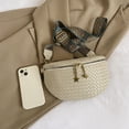 thumbnail image 4 of Riñonera pequeña para mujer Bolso de viaje para mujer de piel sintética con doble cremallera (Beige), 4 of 8