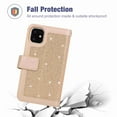 thumbnail image 4 of Dteck 9 Card Holder Folio Flip Glitter Leather Folding Stand Magnetic Wallet Purse Case with Strap &Zipper Coin Change Money Pocket, For iPhone 11 6.1", gold, 4 of 7