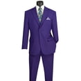 thumbnail image 3 of LUCCI Men's Purple 2-Button Classic-Fit Poplin Polyester Suit - NEW - 34R, 3 of 3