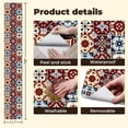 thumbnail image 5 of Mexican Talavera Peel and Stick Wallpaper Vintage Floral Burgundy Blue Beige Tones Tile Wall Mural 17.7in x 9.8ft Self Adhesive Removable Wall Paper Renter Friendly Wallpaper for Bedroom, 5 of 8