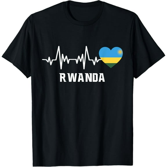 men and women can wear，Rwanda Heartbeat Rwanda Flag Heart T-Shirt