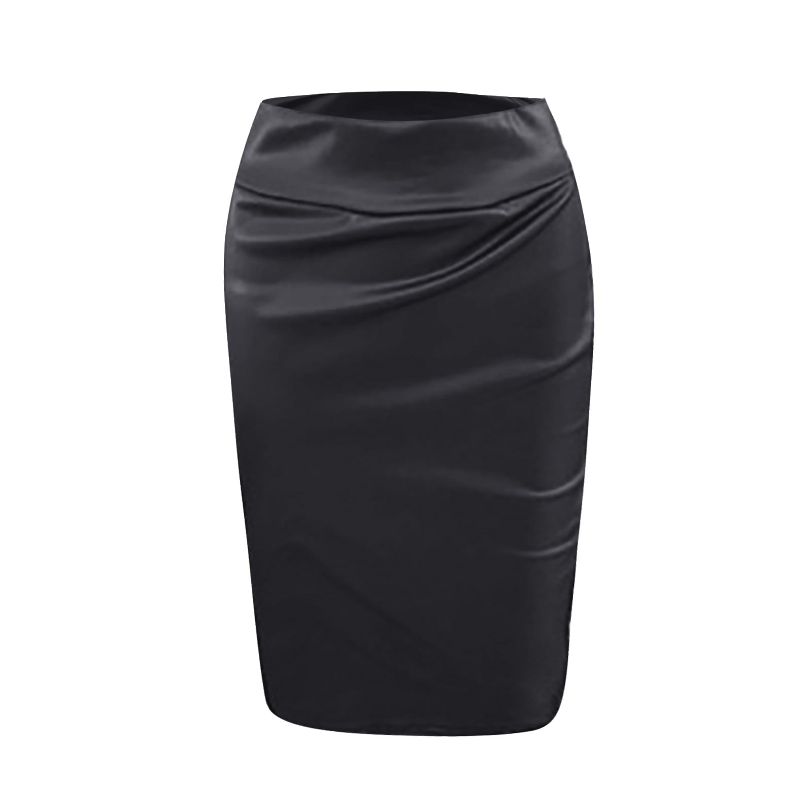 Clubwear Black High Waist Pencil Cut Bodycon Below Knee Midi Skirt Night Out 
