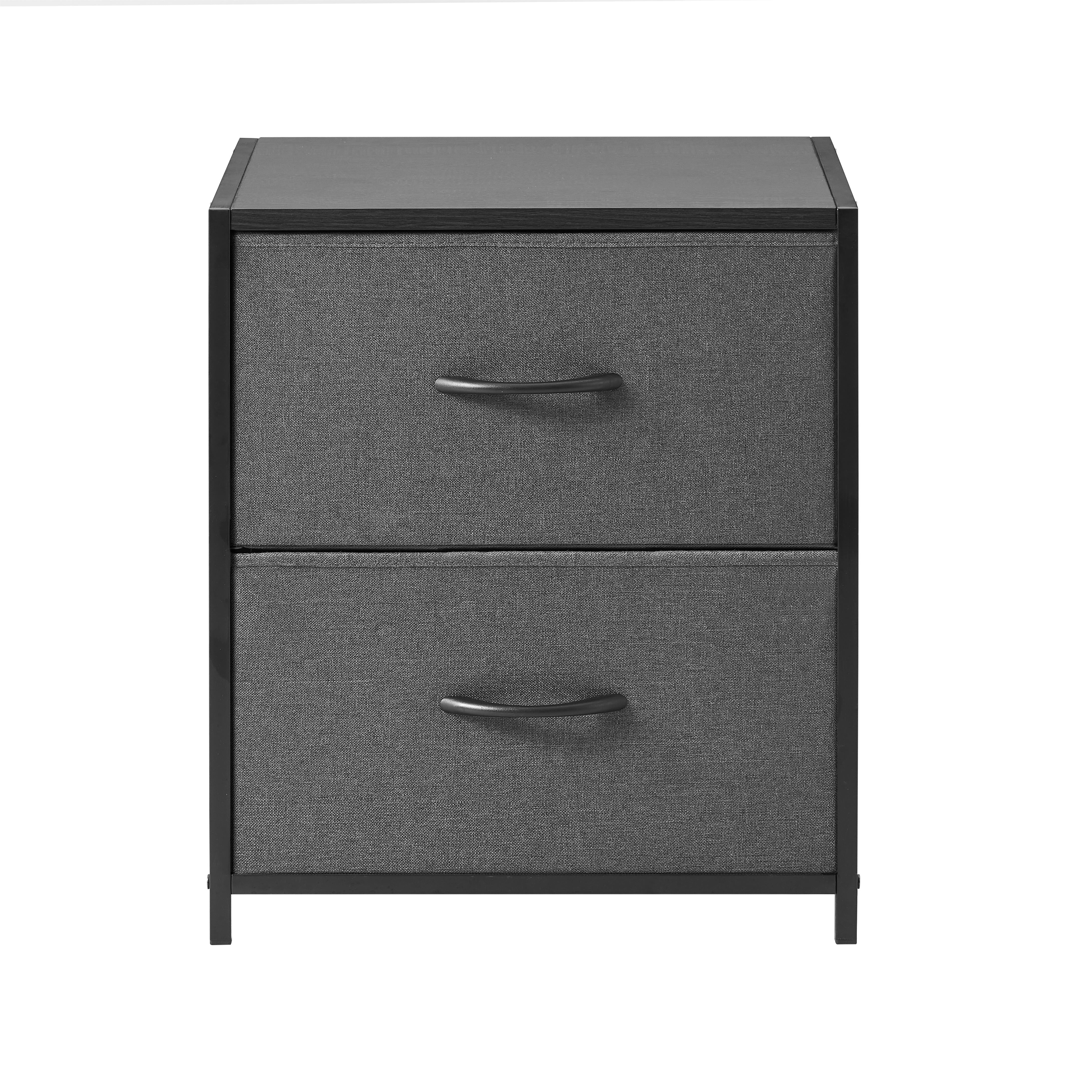 (3 pack) Mainstays 2 Drawer Fabric Nightstand, Grey Finish