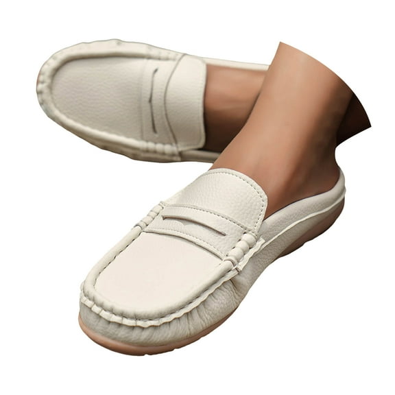 Mepaouo Mules for Women Flats Shoes Round Toe Backless Mule Slides Casual Walking Slip on Work Loafers