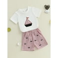 thumbnail image 5 of BemeyourBBs Toddler Boys Summer Outfits Sailboat Embroidery T-Shirts Shorts, 5 of 9