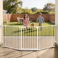 thumbnail image 4 of Pet Safety Gate, Caveen 3Panels 80" Extra Wide Iron Gates for Doorway Kitchen Playard, White, 4 of 10