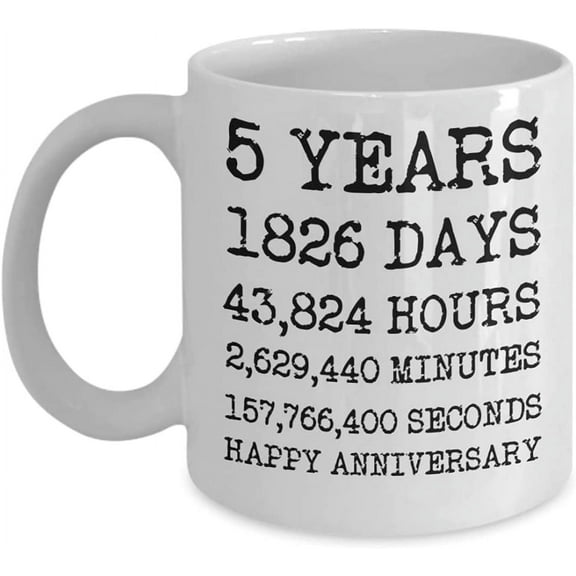 5th Anniversary Coffee Mug, Gifts Fifth Anniversary For Husband Wife Couple, To My Husband, To My Wife, Celebrating 5 Years Marriage, Wedding Celebrat