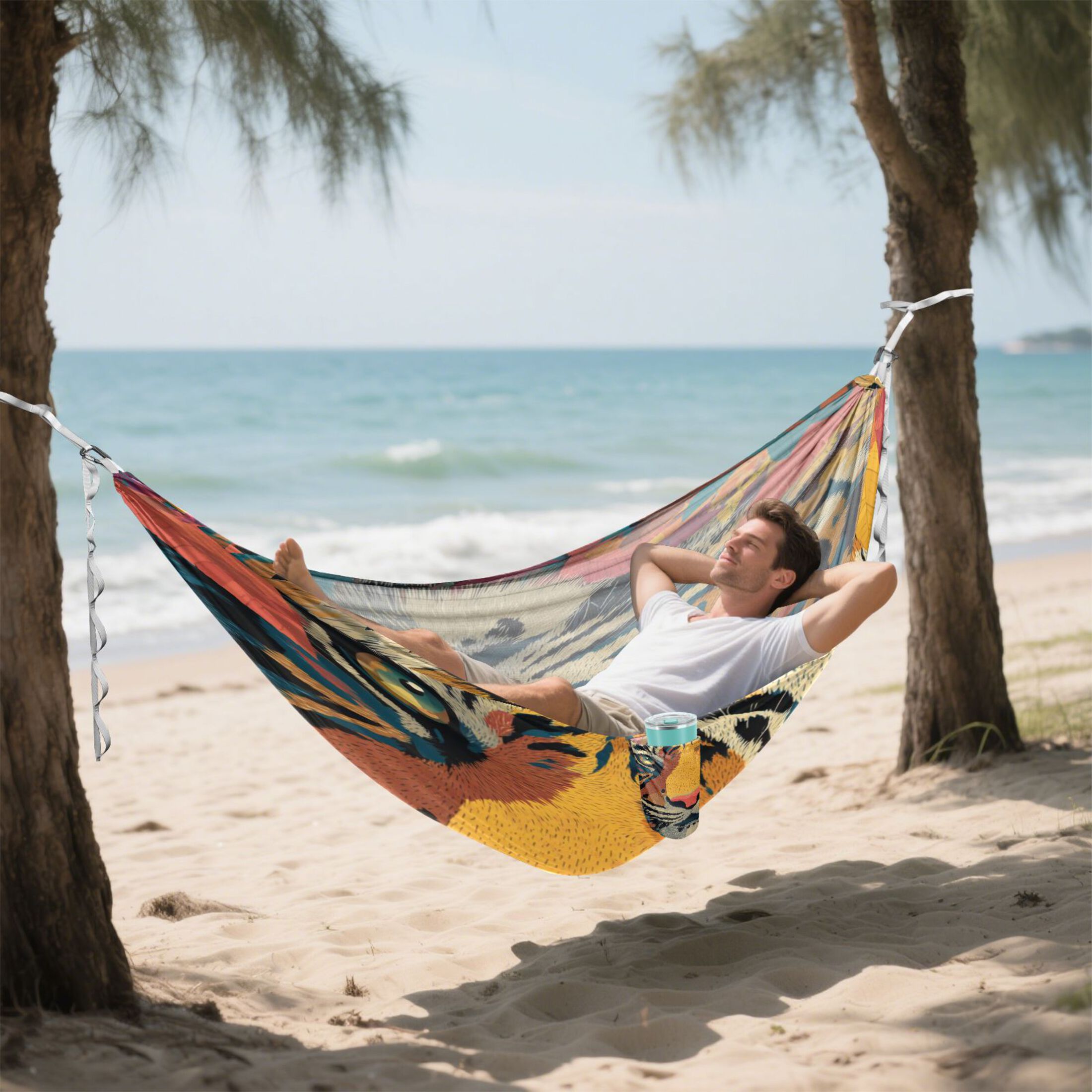 Hammock Camping Hammock Nylon Portable Hammock Travel Camping Hammock Orange Tiger Cartoon