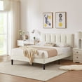 thumbnail image 2 of Taomika, Queen Size Tufted Upholstered Platform Bed Frame with Adjustable Height Headboard-Beige, 2 of 7