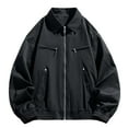 thumbnail image 1 of Veste Décontractée d'Automne pour Hommes Coupe Ample Couleur Unie Col Rabattu Manteau Décontracté Extérieur Haut Polyvalent, 1 of 4