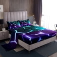 thumbnail image 1 of Erosebridal Teens Geometry Bed Sheets Set Full Size, Futuristic Abstract Bed Sheets Full, Striped Decor, 4pcs, 1 of 7