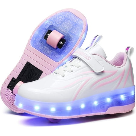 

YAZI Kids Shoes with Wheels LED Light Color Shoes Shiny Roller Skates Skate Shoes Simple Kids Gifts Boys Girls The Best Gift for Party Birthday Christmas Day